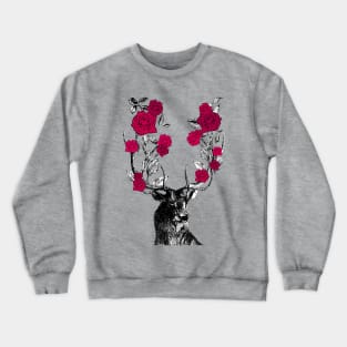 Stag and Roses | Stag and Flowers | Red Roses | Crewneck Sweatshirt